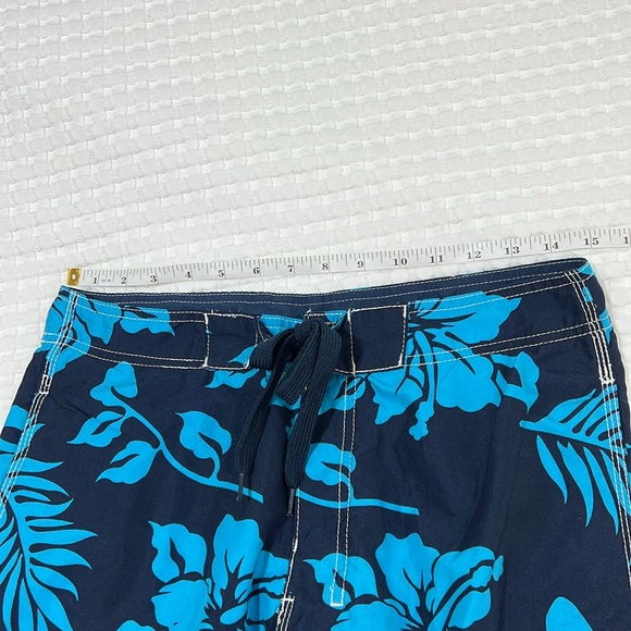 Kanu Mens Blue Hibiscus Surf Board Shorts - Picture 3 of 8